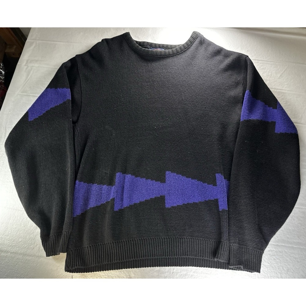 VTG 1980s Aspetuck Trading Co Geometric Sweater Mens XL Funky Retro‎ Grandpacore